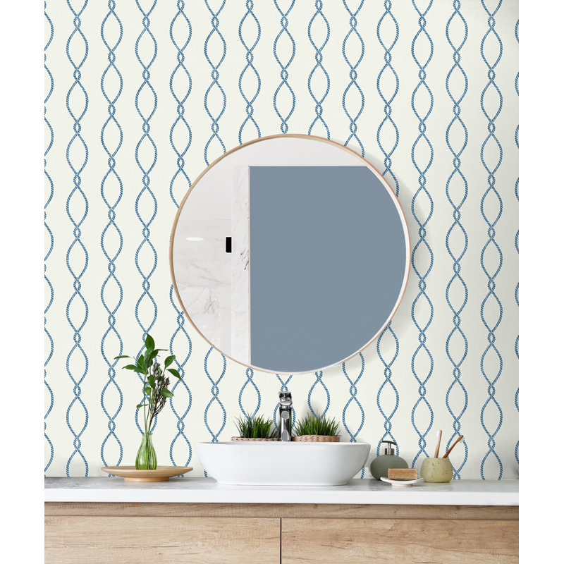 Papier peint géométrique Wardner, Bleu côtier