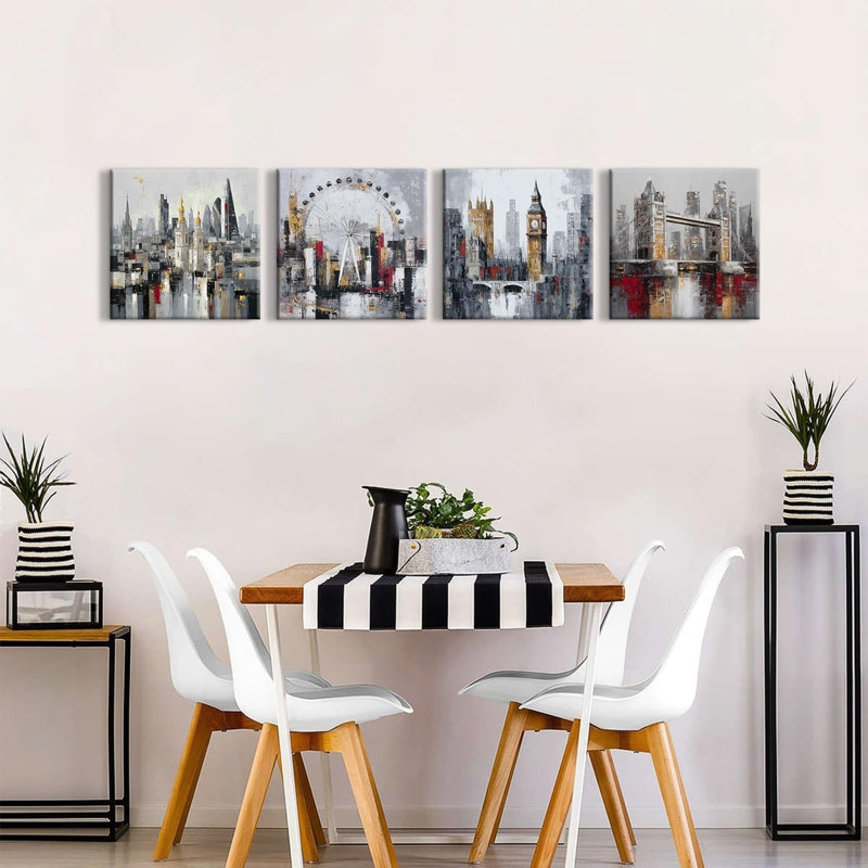 4 Piece No Frame Print on Canvas