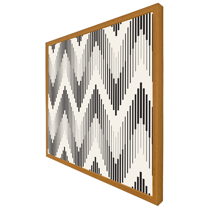 Asif Geometric Zig Zag - Single Picture Frame Print, 61cm H x 61cm W x 4cm D, Oak Framed