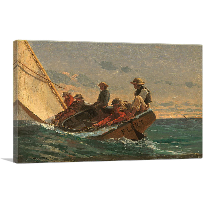 " The Flirt 1874 " by Winslow Homer Painting Print, 18" H x 26" W x 0.75" D