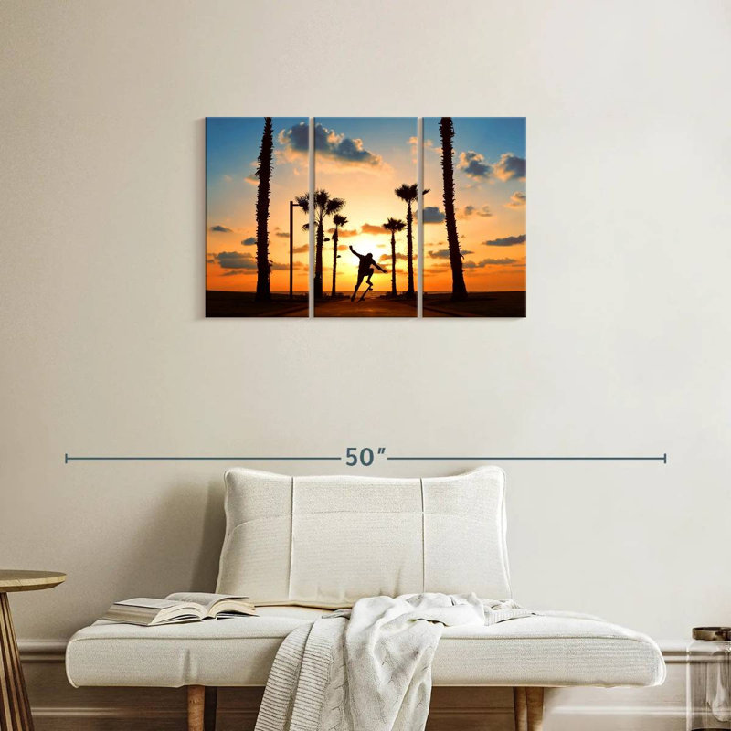 Skateboarding coucher de soleil ombre, H 20 po x l 33 po