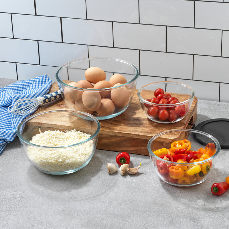 JoyJolt 8-Piece Glass Mixing Bowls with Black Lids