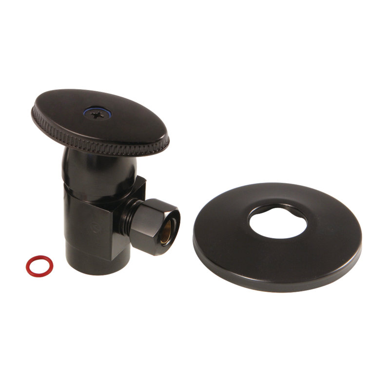 Butoir d'angle à cartouche en céramique Hardisc de 1/4 de tour FIP x 3/8 po Kingston, Laiton brossé