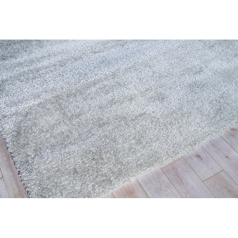 Luxe Shag Powerloom Microfiber/Polyester Area Rug in Silver, Rectangle 10' x 14'