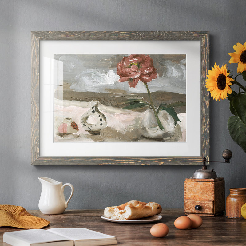 Vase de fleurs roses IV, H 26 po x l 38 po, Gris