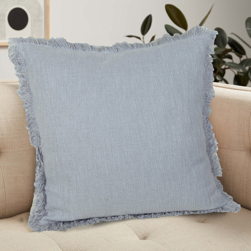  Housse de coussin en coton tissé à la main Square_Ox Bay, Gris, Polyester