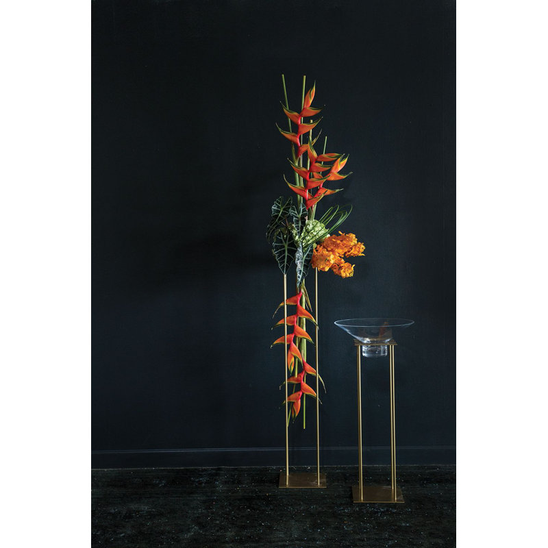 Support pour plante à piédestal carré Bourdieu, Or, H 45 po x L 8 po x P 8 po