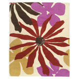 Wool Floral Area Rug in Beige/Purple/Red