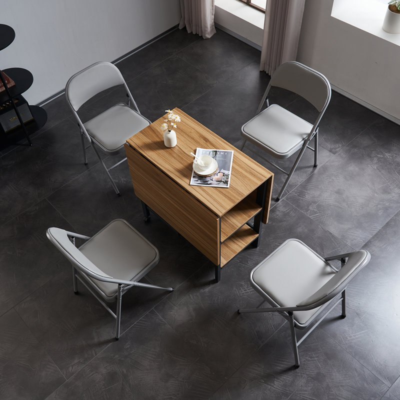 Gray Vinyl Padded Stackable Folding Chair Set of 4