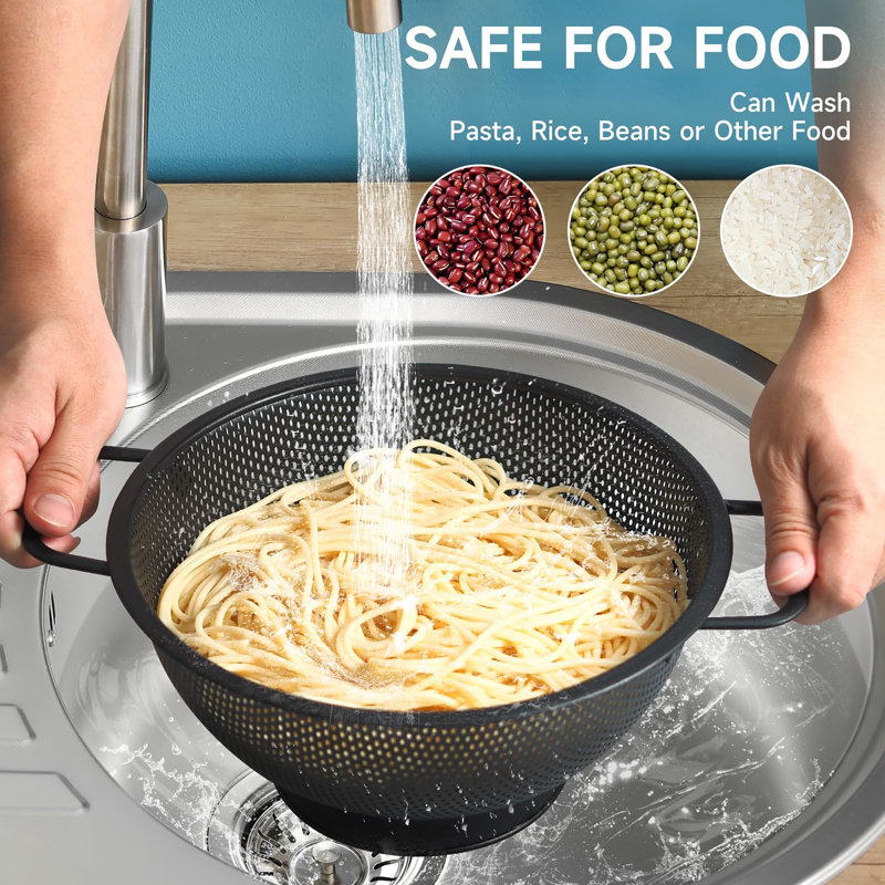 Black Colander for Kitchen, 3QT