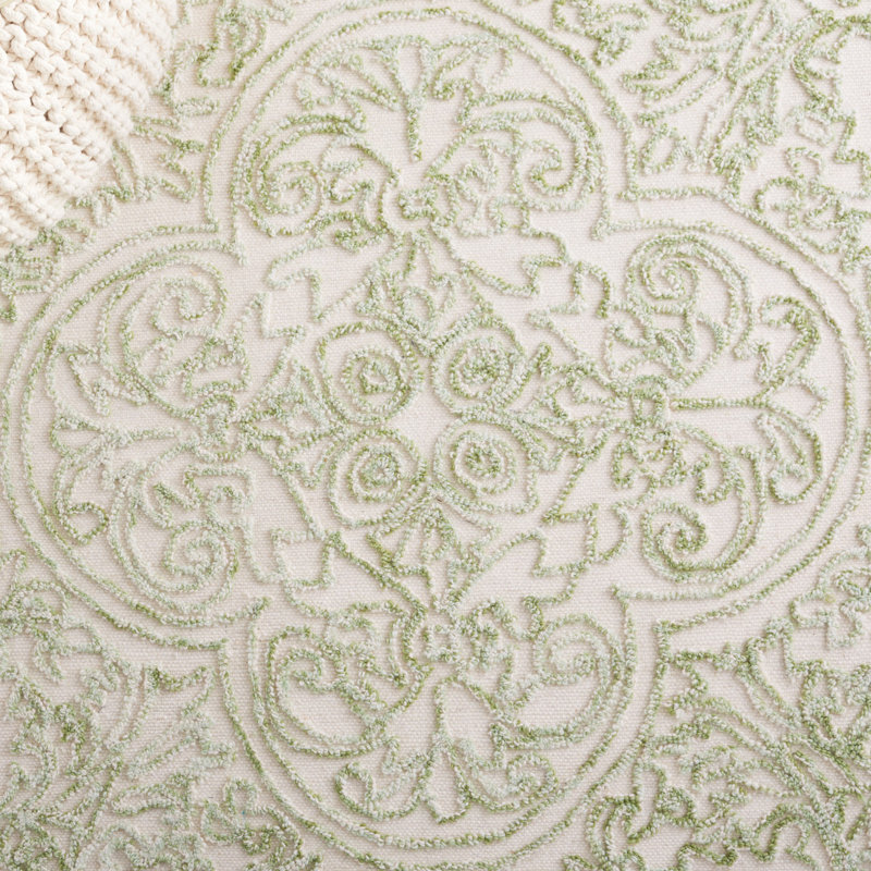 Alfio Trace 101 Area Rug In Ivory / Green, Rectangle 6' x 9'