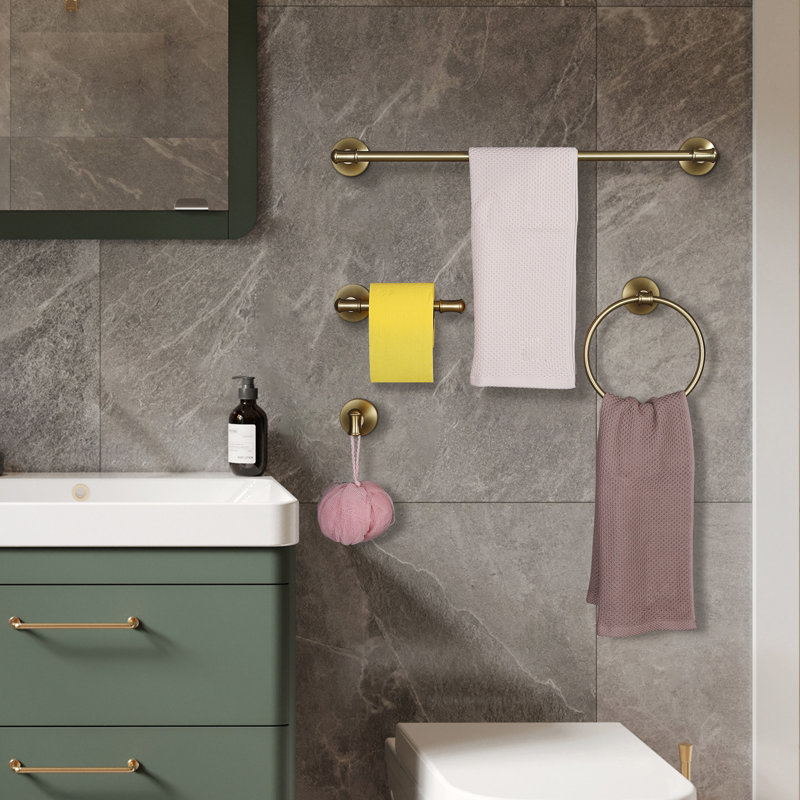 4 - Piece Bathroom Hardware Set, Brushed Gold