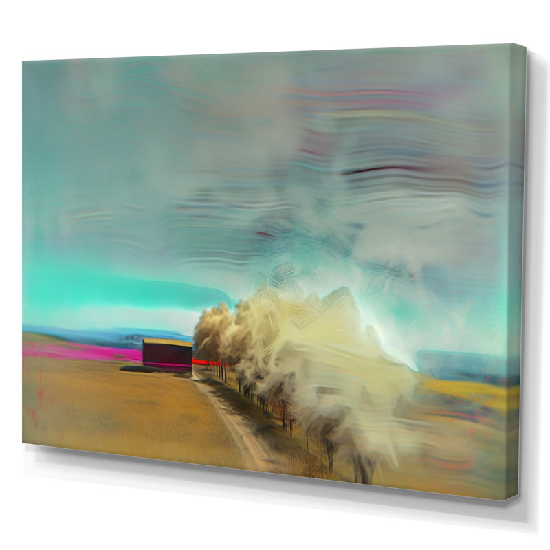 Désert, tempête turquoise, horizon, H 24 po x l 32 po x P 1 po, Toile tendue