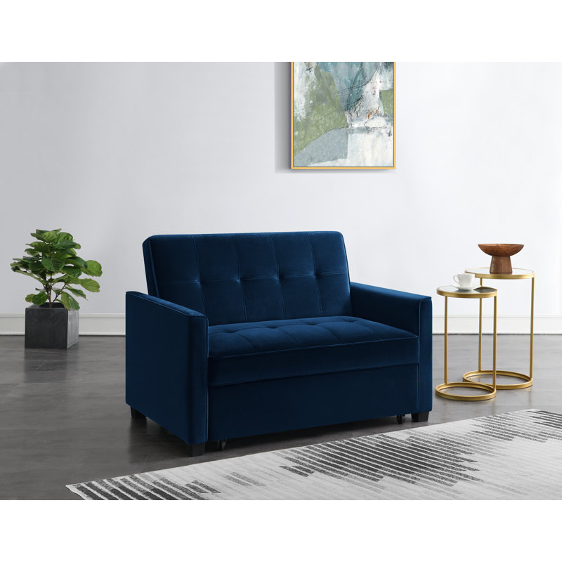 Thierry 2 Seater Sofa Bed, Midnight Blue Velvet