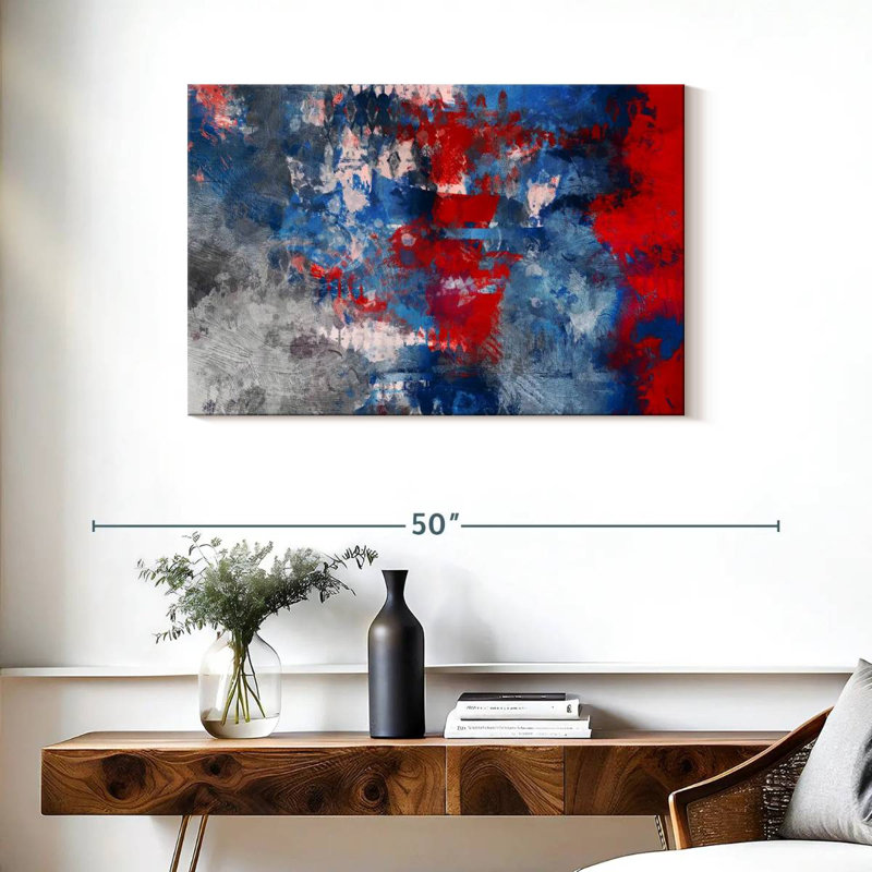 Avery, rouge, bleu, gris et abstrait, H 24 po x l 36 po