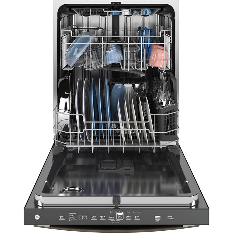 GE® ENERGY STAR® Top Control with Stainless Steel Interior Dishwasher with Sanitize Cycle, Slate
