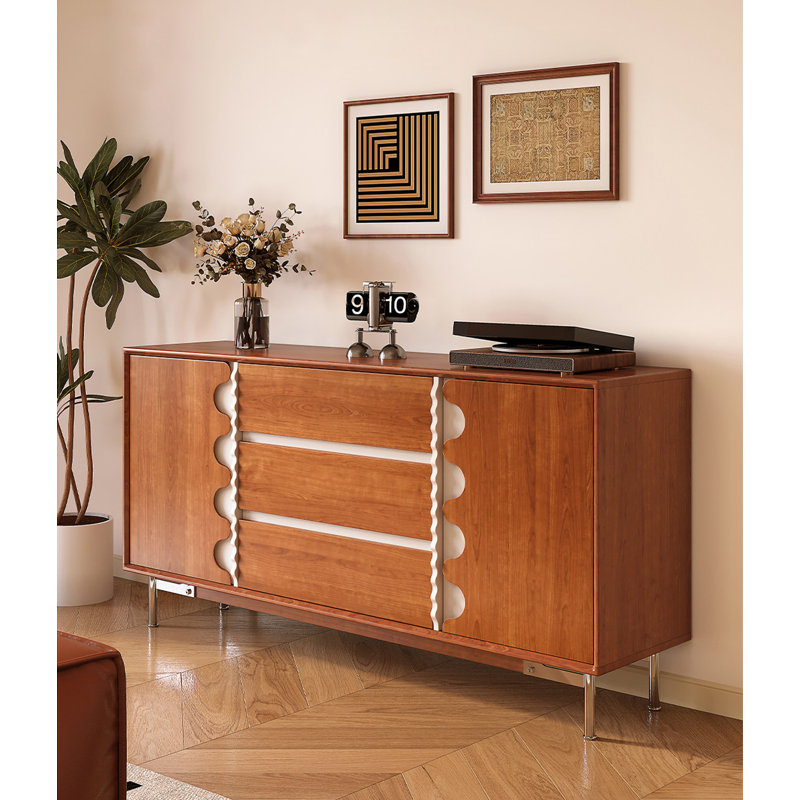 Retro - Buffet moderne, 3 tiroirs et grande armoire, H 37,8 po x l 55,12 po x P 15,75 po