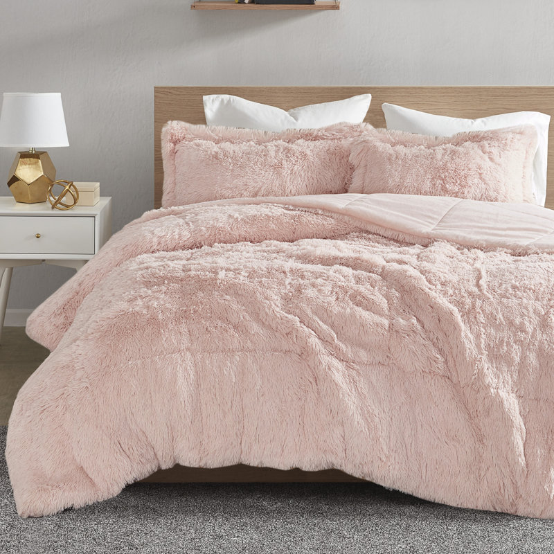  Ensemble d'édredon, Édredon très grand et 2 taies décoratives, Rosé