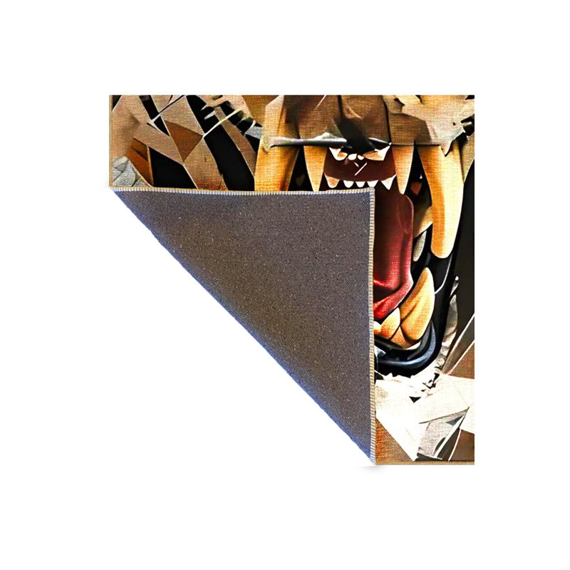 Tapis tissé brun à motif tigre lavable à la machine, Tapis de couloir 4 pi 11 po x 9 pi 10 po inclus