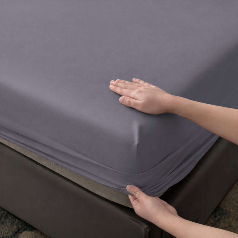 Aspire Homeware Premium 25cm Deep Fitted Sheet for Stylish and Comfortable Bedding, Grey, Double (4'6)