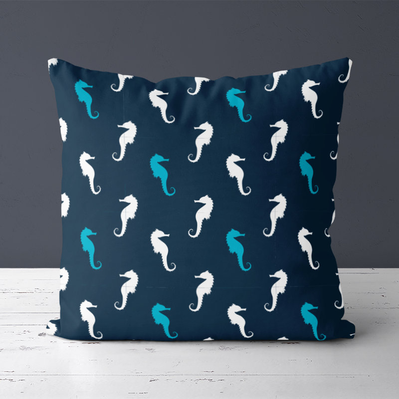 Housse de coussin carrée hippocampe/insert