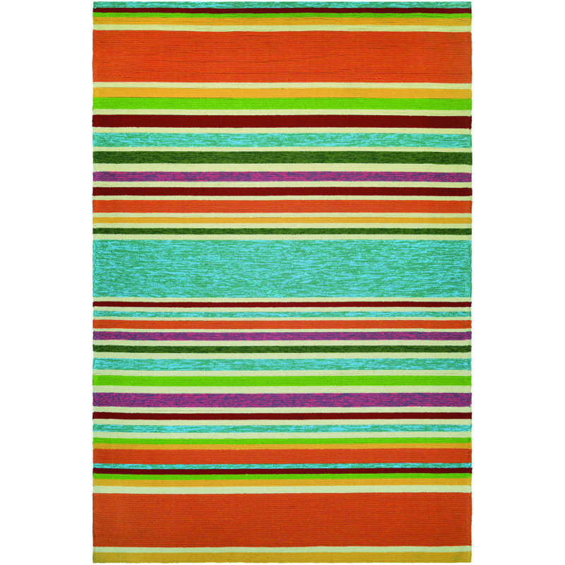 Wallingford Striped Multicolor Handmade Indoor Outdoor Area Rug, Rectangle 3'6" x 5'6"