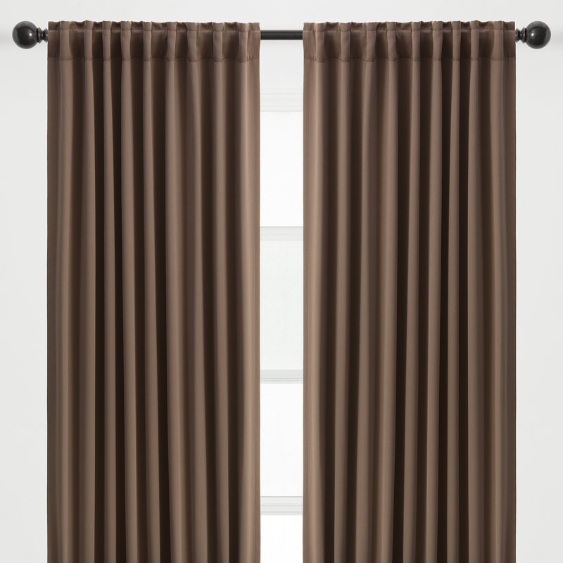 Mong 2-Panel Solid Contemporary Blackout Curtains - 3-In-1 Back Tab, Rod Pocket, Ring Tab, 52" W x 84" L, Deep Taupe