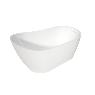 White Acrylic Stand Alone Oval - Shape High Back Soaker Bathtub  5932 Inch , Non Slip Design With Stain , No Drains Included And Scratch Proof Surface, Easy Maintenance,