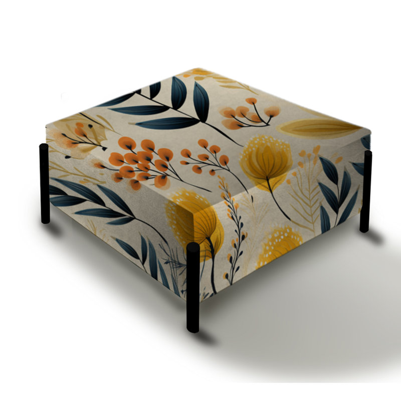 Botanical Flowers Rustic Charm II - Grand repose-pieds carré botanique