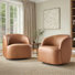 Croix 30.75"W Modern Leather Swivel Barrel Chair with Fully Assembled