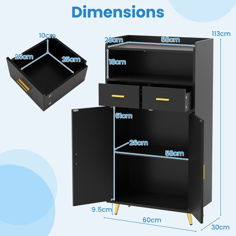 60cm Sideboard, Black