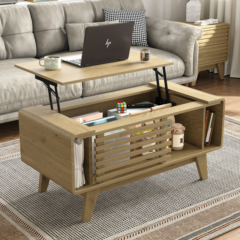 Table basse Denicka Mid-Century, Naturel