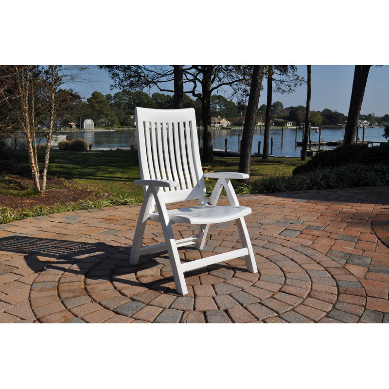 Roma Outdoor Multi-Position Folding Chair, White