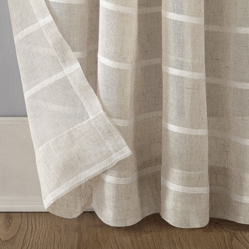 Natural Linen Blend Sheer Rod Pocket Window Panel, 52" x 84"