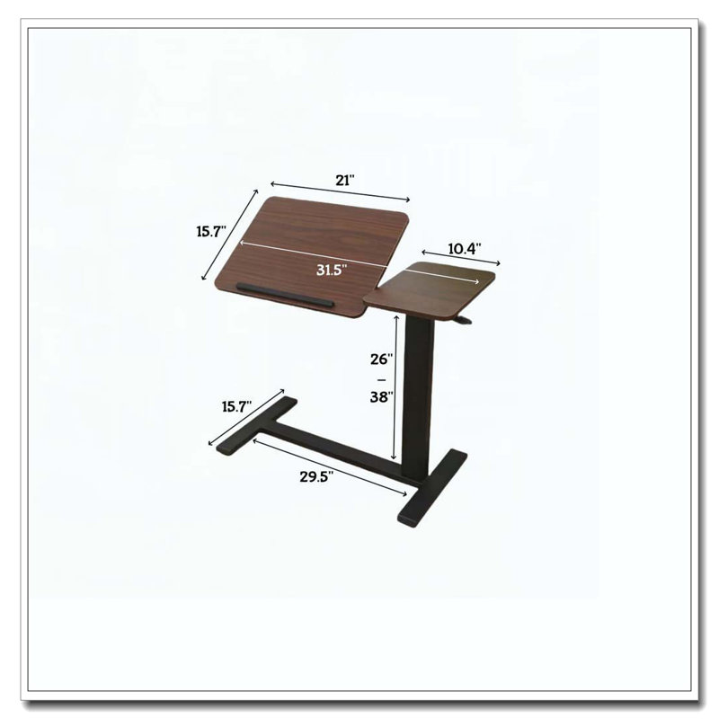 Table de chevet inclinable et mobile, Noyer / noir