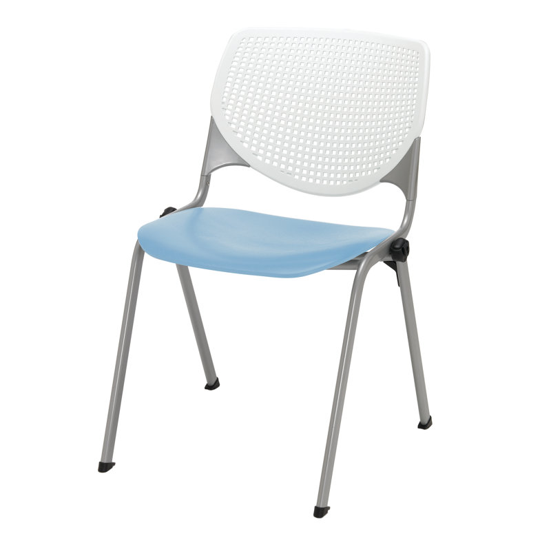 Chaise empilable en poly sans accoudoirs Kool, Sans roulettes, Blanc / bleu ciel