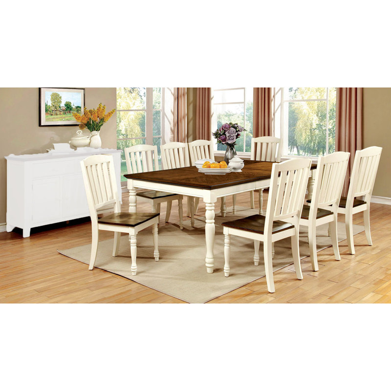 Syreeta 8 - Person Solid Wood Top Four Leg Dining Set, 9