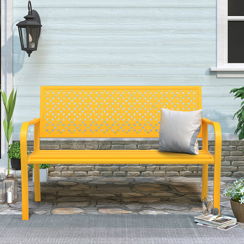 Banc d'extérieur classique en métal (jaune), Jaune