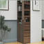 Vitrine de rangement de 180 cm de haut, tablette à 4 niveaux, 3 tiroirs latéraux et 4 petites étagères d'exposition, bibliothèque haute moderne en bois-723513125