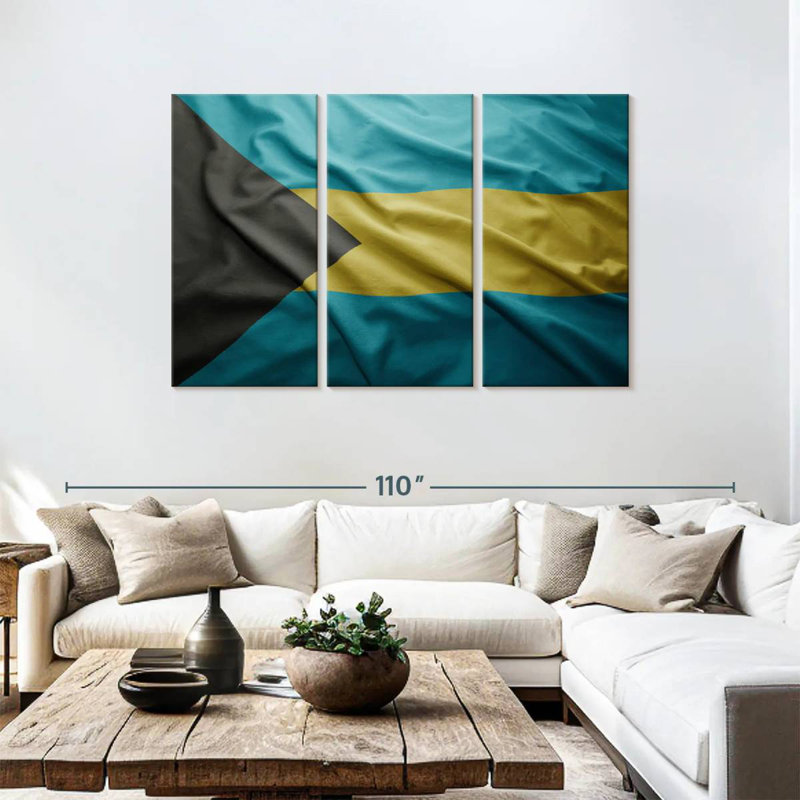 Borges Waving Bahamas Flag, 48" H x 74" W