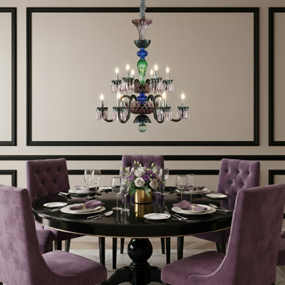 Lustre en cristal 12 lumières Noir