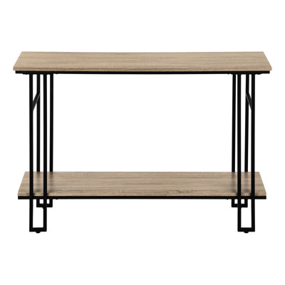 2 consoles avec plateau taupe foncé - base en métal noir pour entrée, salon, chambre à coucher