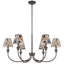 Lustre 6 lumières Cambria en bronze huilé avec abat-jour bleu coquelicot-604181296-604181308
