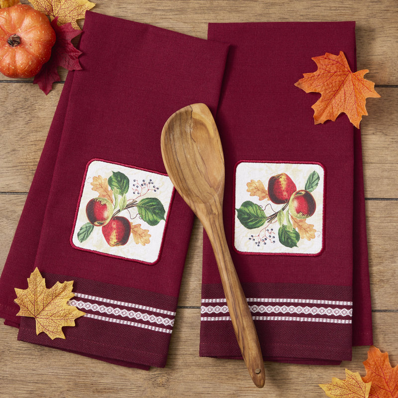 Botanical Fruit Dishtowel Set/2, 18x28, Apple