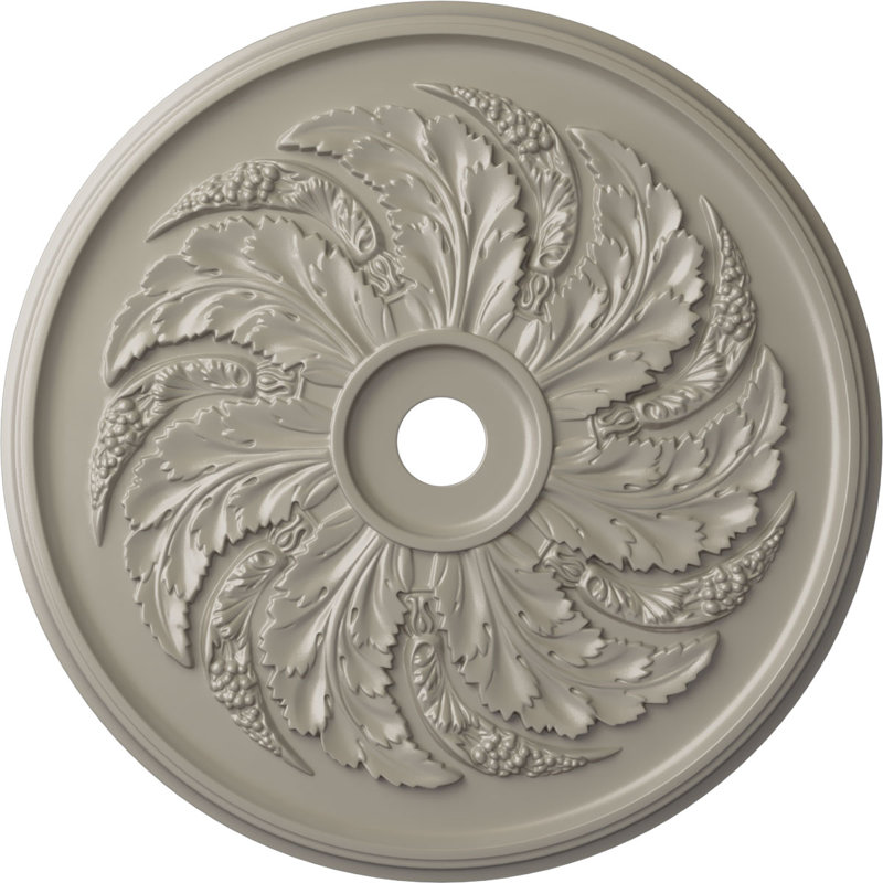 Médaillon de plafond Endurathane Milton, DE 54 1/4 po x P 2 7/8 po, finition argentée peinte à la main, Blanc perle