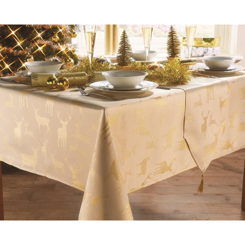 Fiona Tablecloth, 132cm W x 228cm L, Gold
