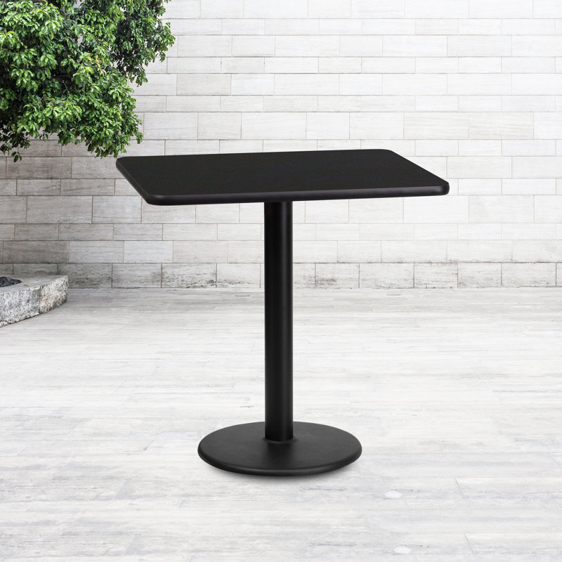 Carrus Rectangular Laminate Dining Table Top with Round Base, Black, 31.12" H x 30" W x 24" D