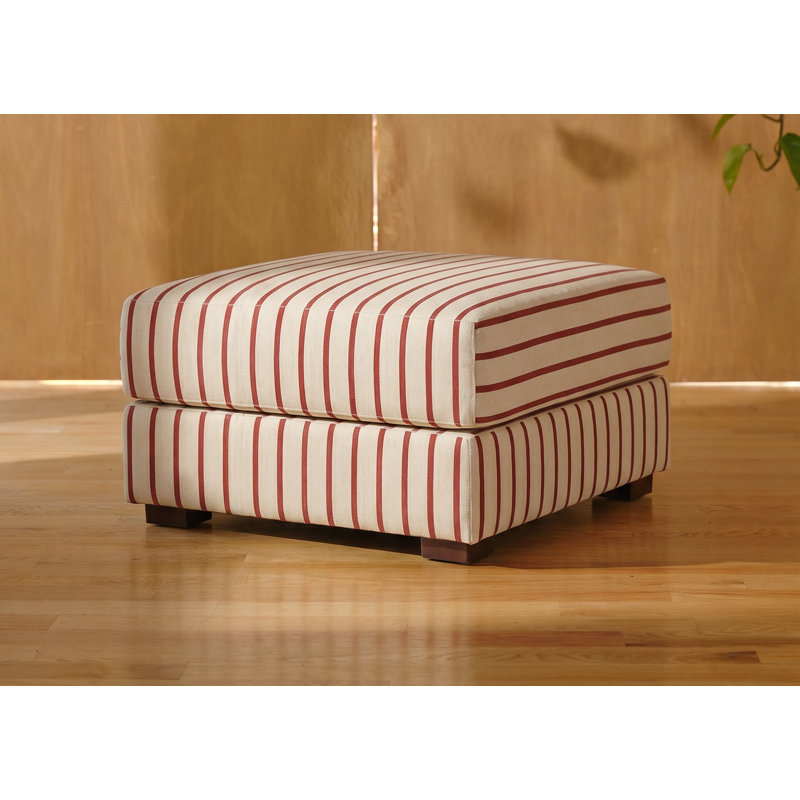 All-Natural Elevate Ottoman, Brick Striped Hemp Blend