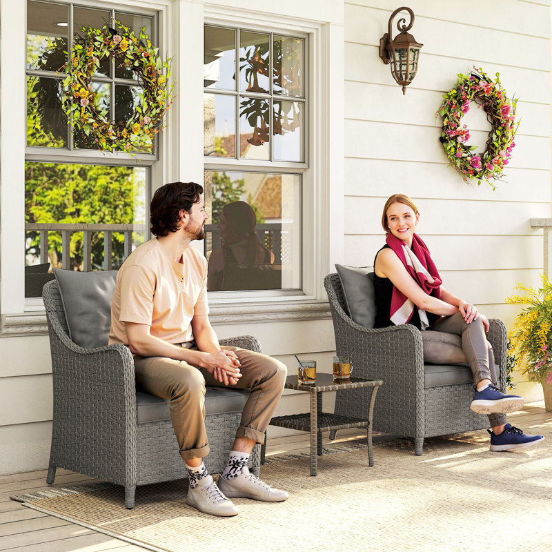 Wicker Outdoor Lounge Chair, Dark Gray, Gray Wood