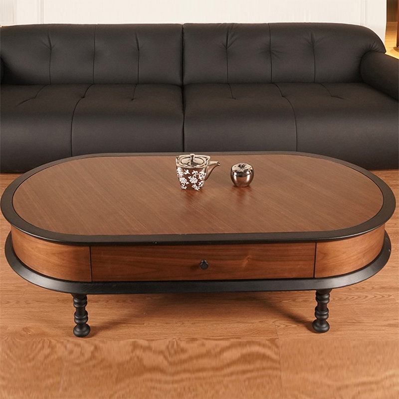 Brown Solid wood Oval Coffee Table, 15.75" H x 47.24" L x 21.65" W